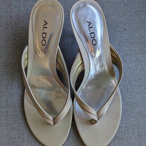 Aldo Gold Flip Flop Heels